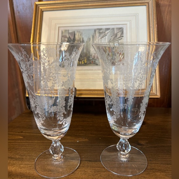 Vintage Dining Vintage Tiffin Cherokee Rose Stemmed Iced Tea